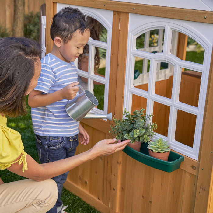 Garden View Outdoor Wooden Playhouse with Ringing Doorbell