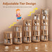 6 Tier Solid Wood Rotating Bookshelf Tower on Wheels, Natural