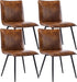 PU Leather Dining Chairs Upholstered Chairs Set of 4 Side Chair Yellowish-Brown