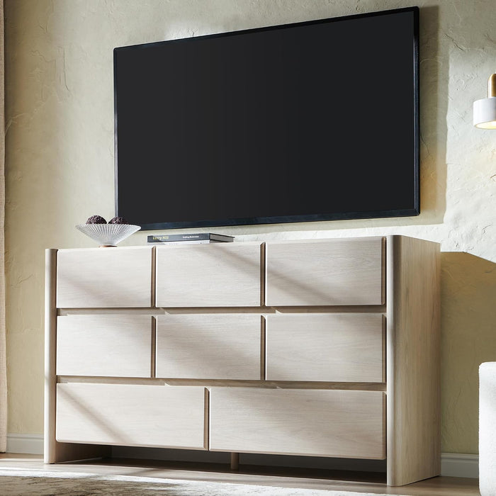 Modern 8 Drawers Dresser for Bedroom, 55" Wide Dresser-Cream