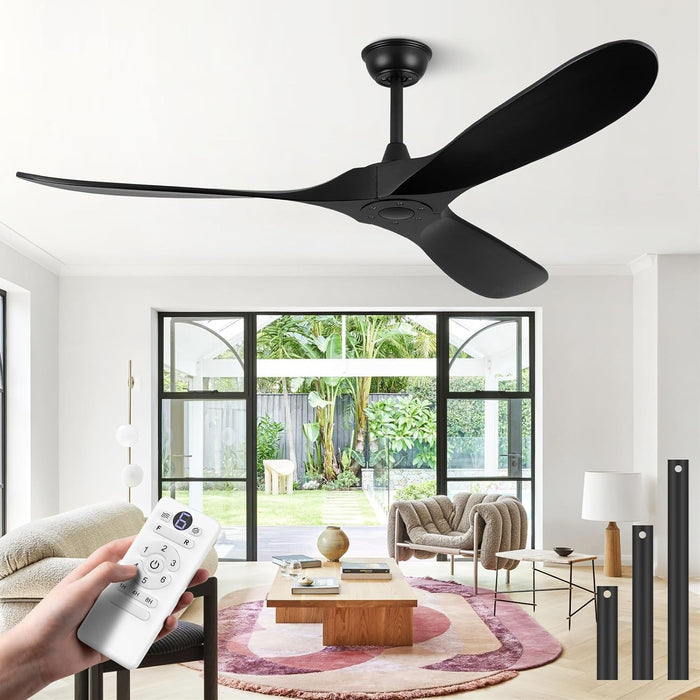 Premium 52 Inch Black Ceiling Fan With Remote Control