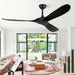 Premium 52 Inch Black Ceiling Fan With Remote Control