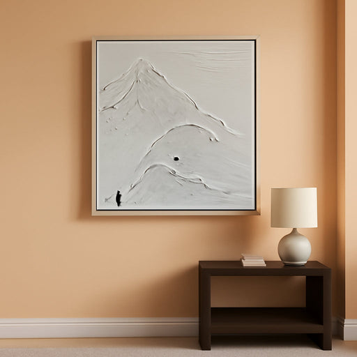 Hand-Painted White Texture Abstract Art Snow Mountain Landscape Painting Modern Minimalist Home Office Wall Decoration 40X28 Inches
