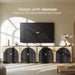 65 Inch Fluted Buffet Cabinet with Storage, Symmetrical Arc Accent Sideboard Large Console Table for Dining Room, Kitchen, and Living Room (Camel)