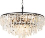 Black Modern round Top K9 Crystal Chandelier Lighting Fixture, 8 Lights round K9 Crystal Adjustable Hanging Lamp for Dining Room Bedroom Living Room,Hallway,Bar,Kitchen W24'