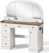 Amberhaus Farmhouse Vanity Desk With Mirror Lights