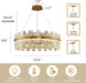 Gold Modern Crystal Led Chandelier,Round Drum Chandelier over Table | 23.6" Dimmable Led Golden Luxury Chandelier,K9 Crystals Height Adjustable Chandelier for Dining Room Living Room Bedroom