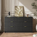 56" Wide Fluted 7-Drawer Dresser for Bedroom, Black