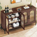 Sideboard Buffet Cabinet with Storage, 55" Modern Sideboard Cabinet with 4 Fluted Arcylic Doors & Adjustable Shelves, Wood Buffet Console Table for Living Room, Kitchen, Dark Walnut