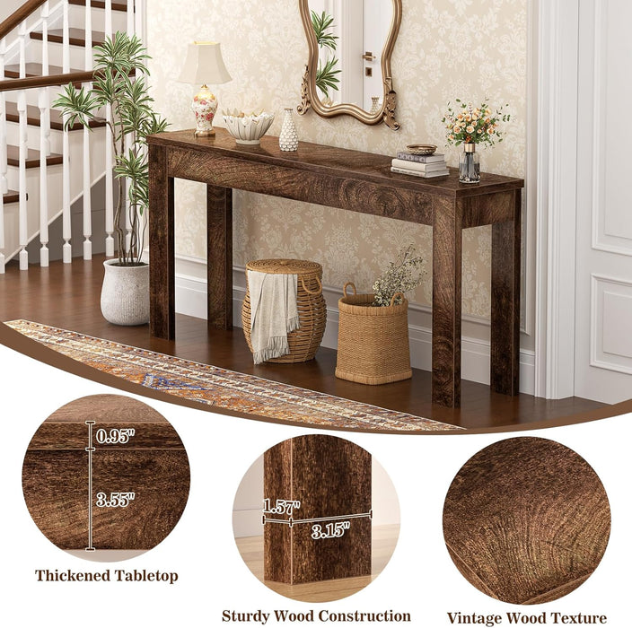 Console Table, 47" Farmhouse Wood Entryway Table, Sofa Tables Narrow Long behind Couch, Entry Table for Entrance, Hallway, Living Room, Cracked Oak