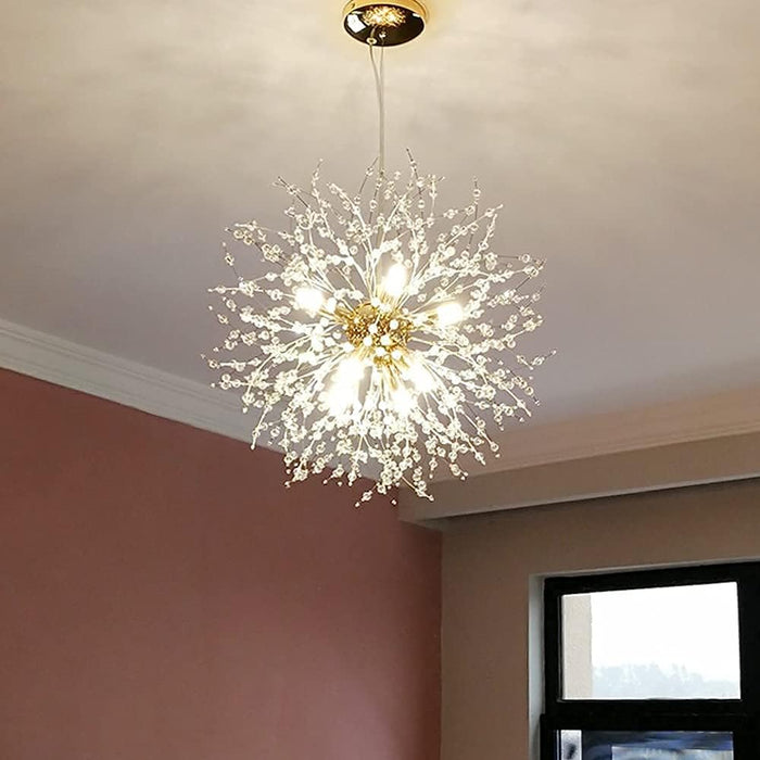 Gold Nine Light Crystal Chandelier Pendant Lighting