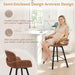 26" Swivel Bar Stools Set of 3, Counter Height Bar Stools with Backrest and Arms, Modern Upholstered Barstools with Metal Legs for Kitchen Island, Brown