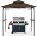 8'X 5' Grill Gazebo Shelter, Outdoor BBQ Gazebo Canopy with LED Light (Coffee)