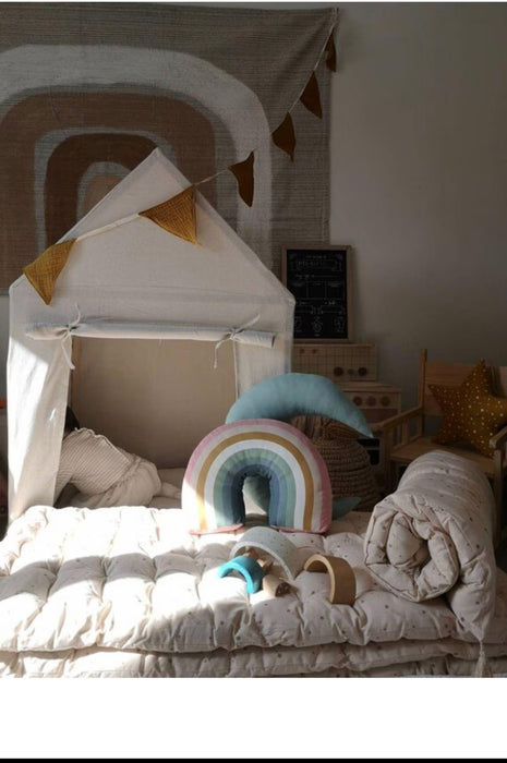 Scandinavian Tent for Kids, Natural Teepee, Play House Teepee, Cotton Playhouse, Pine Hut , Kids Tent, Nordic Playhouse, Floor Cushion