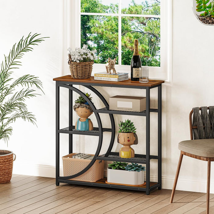Entryway Table, Narrow Console Table, Industrial Sofa Table with 5 Tier Storage Shelves, Entrance Table for Hallway, behind the Couch, Living Room, Foyer