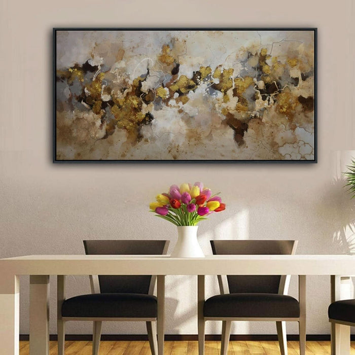 YDSUNE Large Abstract Wall Art - Modern Minimalist Decor Brown Yellow Canvas Picture,Texture Artwork Minimalist Painting for Living Room Decoration 24×48 Inches