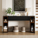 61'' Fluted Long Console Table, Wooden Rectangular Sofa Table behind the Couch, Narrow Entryway Table with 2 Hidden Storage Cabinets for Entrance, Hallway, Living Room, Foyer, Black