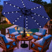 9 Ft Solar Umbrella 32 LED Lighted Patio Umbrella Table Market Umbrella with Tilt and Crank Outdoor Umbrella for Garden, Deck, Backyard, Pool and Beach (Navy Blue)