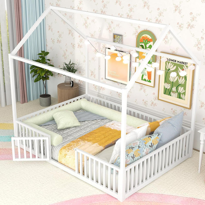 Premium PowderCoated Metal Montessori Floor Bed White