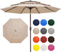 9FT 3 Tier Patio Umbrella Outdoor Market Umbrella Table Umbrellas with 8 Ribs 1.5 Pole Push Button Tilt and Crank UV Protection for Garden,Beige