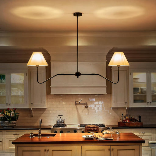 FiftyFiveInch MatteBlack DualHead Linear Chandelier
