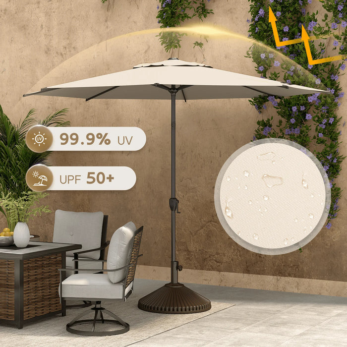 9Ft Outdoor Patio Umbrella W/ Push-Up Tilt & Crank, 8 Ribs, Sand