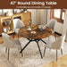 Folding Dining Table for 4, 47" round Kitchen Table for Small Space | Drop Leaf Kitchen Table W/Sturdy Metal Frame, Space-Saving Expandable Dinner Table for Dinette, Living Room, Apartment, Brown