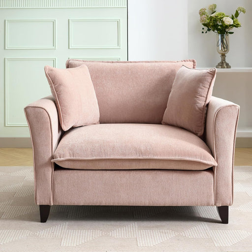Oversized Chenille Accent Chair Pale Pink Cushions