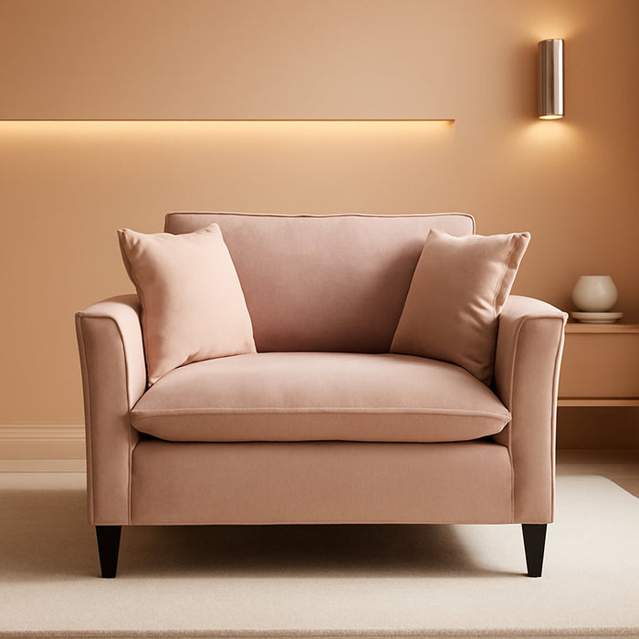 Oversized Chenille Accent Chair Pale Pink Cushions