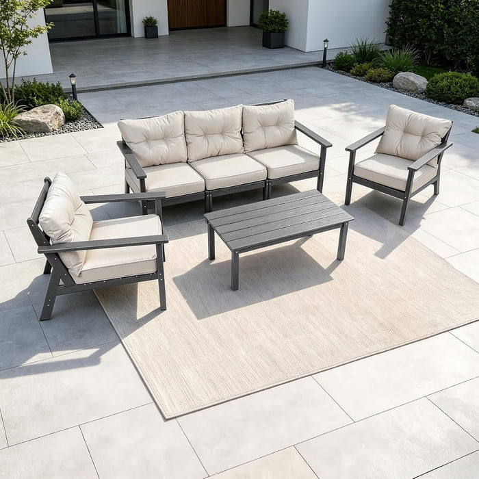 5 Seats HDPE Patio Conversation Sets, Outdoor Patio Furniture Set