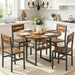 Round Dining Table Set for 4, 5-Piece Kitchen Table and Chairs with Storage Shelf, Circle Dinner Table Set with Wooden Tabletop & Metal Legs, for Kitchen & Dining Room, Rustic Brown and Black