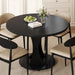 59" Extendable round Dining Table for 6-8, Kitchen Table with Sturdy Double Arc Base & Backboard Clasp Desktop, Mid-Century Modern Dinner Table, Kitchen Dining Room, Space Saving, Black