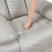 Wll Hugger Power Double Reclining Sof with Center Drop-Down Tble, Fux Lether Home Theter Seting with LED Lighting/Usb Chrging Ports/Wireless Chrger/Cup Holders, Mgzine Pocket, Gry