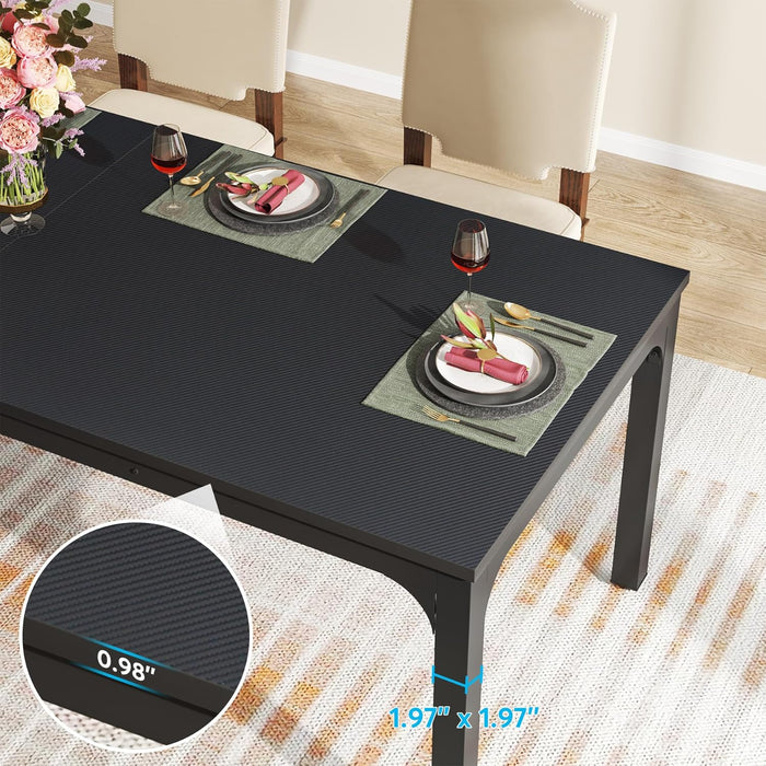 Black Dining Table for 6-8 Person, 78 Inch Large Long Rectangle Kitchen Dinner Table for Dining Room, 78.7 X 27.5 X 29.5 Inches(Only Table)