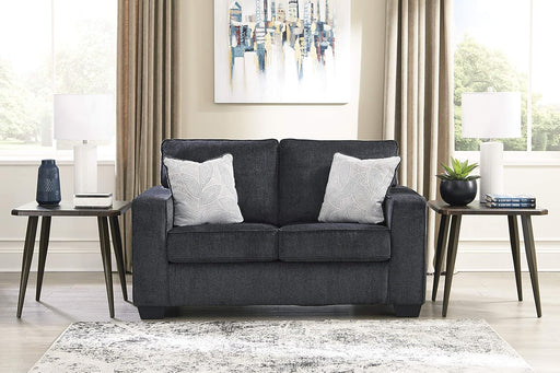 Dark Gray Modern Loveseat with 2 Accent Pillows