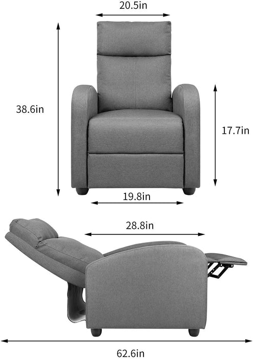 Fabric Massage Chair Adjustable Reclining Chairs Home Theater Sofa Modern Recliners, Gray