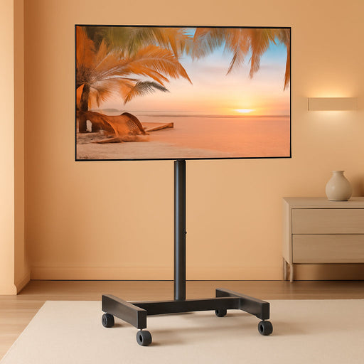 Mobile TV Cart, Rolling TV Stand for 13-50 Inch Tvs with 30° Tilt Universal TV Cart for LED/LCD/OLED TV Height Adjustable Floor TV Stand Holds 44Lbs Portable Monitor Stand Max VESA 200X200Mm