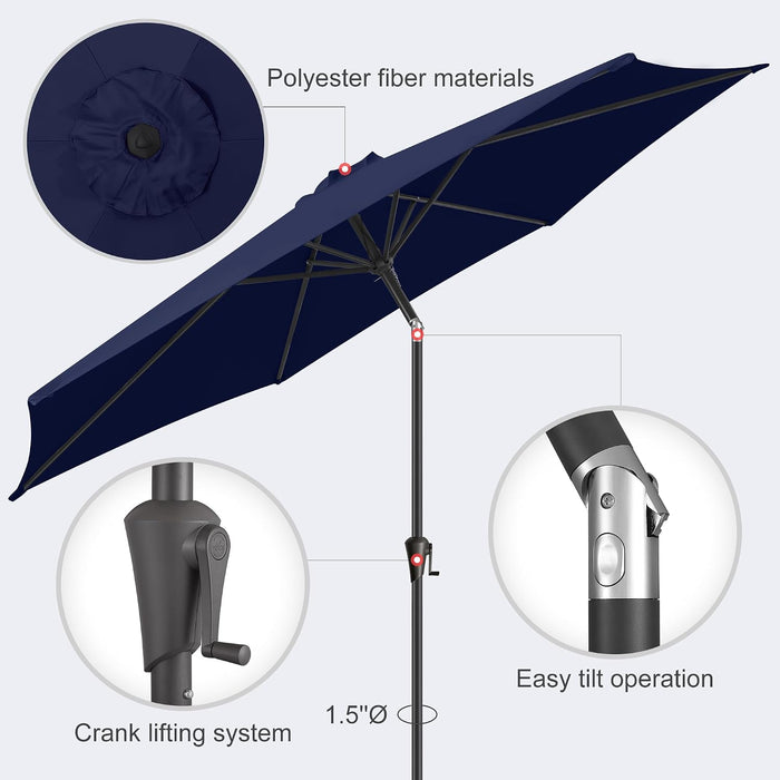 9FT Outdoor Patio Umbrella - Table Umbrella Waterproof UV Protection, Sombrillas De Patio with Push Button Tilt, Sun Umbrella for Pool, Porch, Garden, Deck, Backyard (Navy Blue)