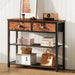 Console Sofa Table with Storage Shelf for Entry Way, Small 30'' Entryway Table with 2 Fabric Drawers, Industrial Display Shelves for Hallway, Entrance, Foyer, Rustic Brown