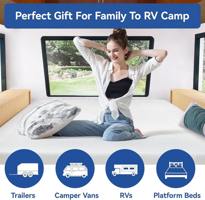 Short Queen 10 Inch RV Mattress with Tencel Cover, Premier Cooling Green Tea/Gel Memory Foam Mattresses for Camper/Truck/Trailer, Firm-Mattress Support for Back Pain, Certipur-Us, 75'' X 60''