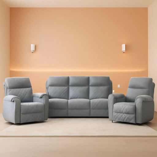 3-Piece Power Recliner Sofa Set with Charging Port, Include 2 Single Power Reclining Chairs and a 3-Seater Reclining Couch with Cup Holders for Living Room, Light Grey