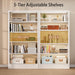 5 Tier White Metal Bookshelf, 71" H Bookcase with Adjustable Shelves, Heavy Duty Storage Bookshelves Tall Bookcase for Library, Office, Living Room, Classroom, Including Book Stopper(White)