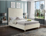 Candacecream-Q Candace Collection Modern | Contemporary Velvet Upholstered Queen Bed, Cream Velvet Fabric, Deep Channel Tufting, Acrylic Legs, 65" W X 86" D X 65" H, Cream, Queen