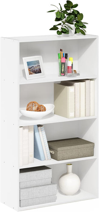 Plain White 4Tier Bookshelf With Accessible Shelves