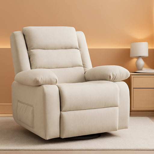 Recliner Chair, Wide Rocker Chair, Rocking Chair with Massage and Heat,360°Swivel Nursery Rocking Chairs, Oversized Recliner for Adults, Cashmere Reclining Sofa for Living Room, Beige