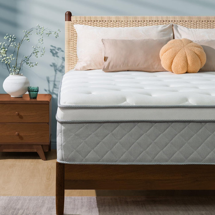 Queen Mattress, 12 Inch Hybrid Mattress, Memory Foam Pillow Top, Certipur-Us Certified, Medium (12 Inch-Light Grey, Queen (U.S. Standard))