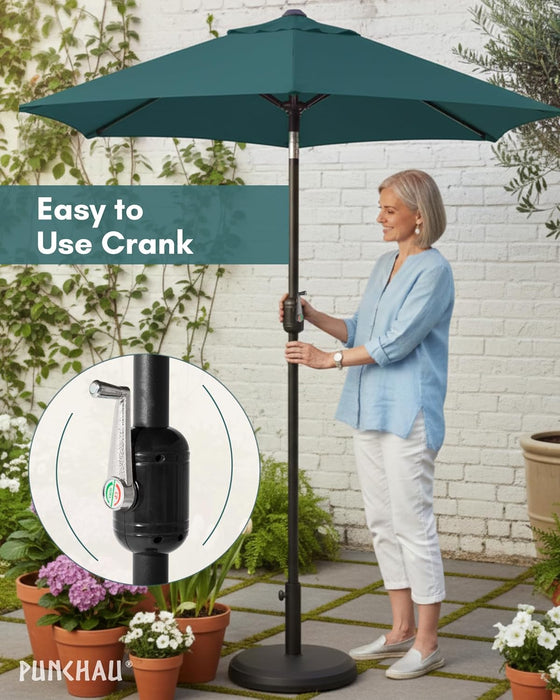 6 Ft Outdoor Patio Umbrella, Easy Open/Close Crank and Push Button Tilt Adjustment - Dark Teal Market Umbrellas