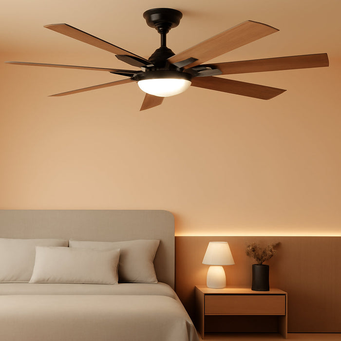 52 Inch Ceiling Fans with Lights, Brown Ceiling Fan with Light and Remote Control, Reversible DC Motor, 3CCT, Dimmable, Timer, Noiseless, Ceiling Fan for Bedroom Living Room, Indoor/Outdoor Use