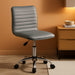 PU Leather Office Chair Task Chair, Ribbed Armless Desk Chair, Adjustable Low Back Executive Chair with Wheels Grey