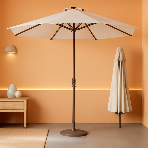 9FT Patio Umbrella, Outdoor Table Umbrella with Rope Pulley Lift, 3 Adjustable Heights, Market Umbrellas for Backyard, Pool and Deck, UPF50+